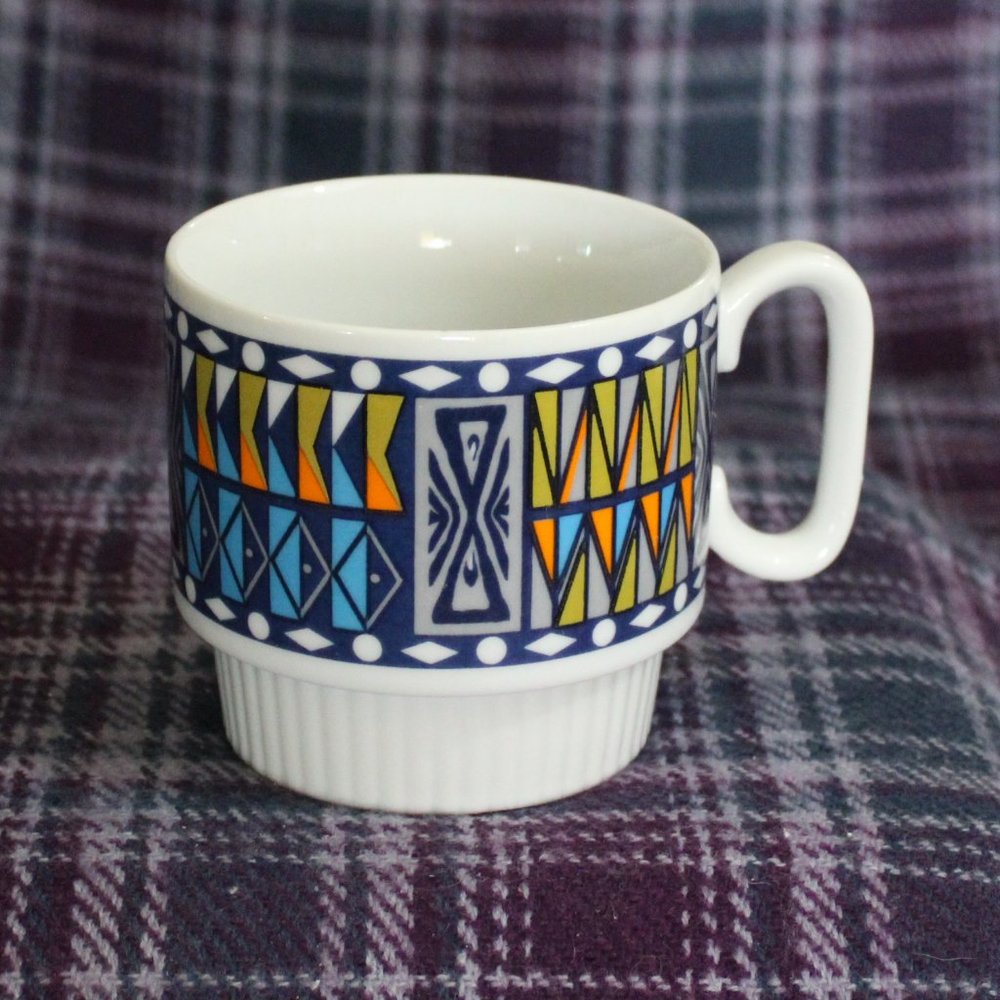Mid-Century Modern Geometric Ceramic Stackable Mug
